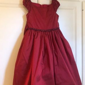 Designer silk red holiday dress. Size 6.